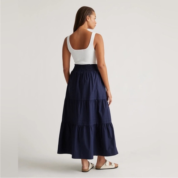 Quince Classic Cotton Navy Poplin Maxi Skirt size medium EUC - Picture 2 of 13